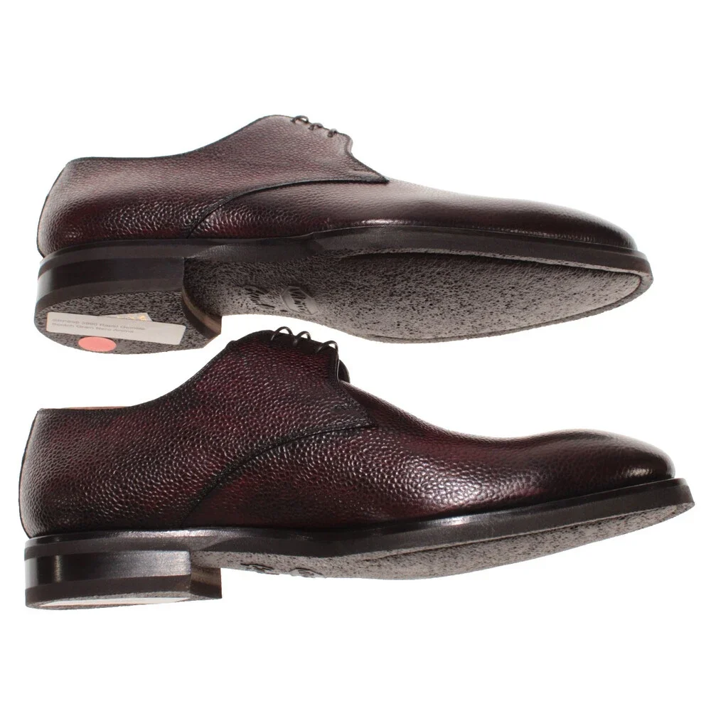 Di Bianco NWB Lace Up Derby Dress Shoes Size 9 US in Dark Red Pebbled Leather